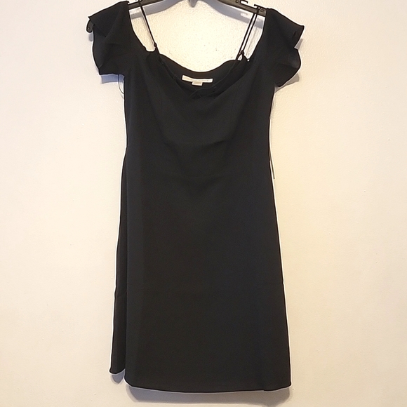 💛 Nwt Cooper & Ella Black Dress Spaghetti Straps Off the Cold Shoulder Knot - Picture 3 of 8